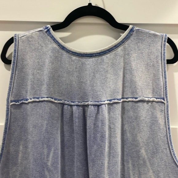 Free People, Size M, Blue Terry Boho Top - Picture 3 of 4